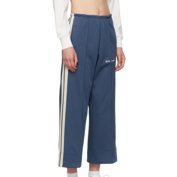Palm Angels Classic Logo Cropped Track Pants 'Indigo Blue/Off White' Sz 44/XS US - Picture 2 of 15